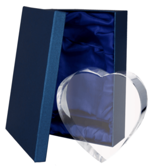 Trofeum szklane  z etui - serce C075