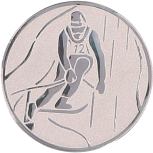 Wklejka aluminiowa srebrna - zjazd narciarski