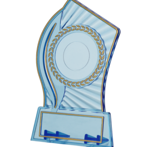 Trofeum plastikowe - Przezroczysto - złote - z miejscem na wklejkę 25mm i tabliczkę 47mmX14mm T-M