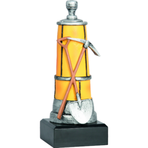 Figurka odlewana - górnictwo - lampa, młot i kilof