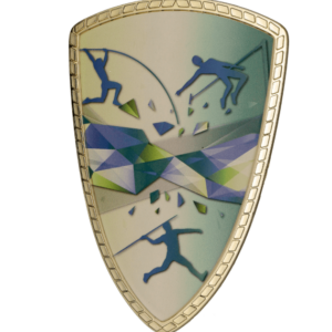 Tarcza plastikowa złota z nadrukiem - LEKKOATLETYKA