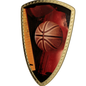 Tarcza plastikowa złota z nadrukiem - KOSZYKÓWKA