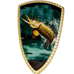 Tarcza plastikowa złota z nadrukiem - SZCZUPAK