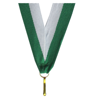 Wstążka 11 mm - biało-zielona